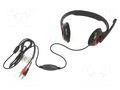 Headphones with microphone; black,red; Jack 3,5mm x2; 1.8m; 32Ω GEMBIRD MHS-002