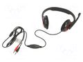 Headphones with microphone; black,red; Jack 3,5mm x2; 1.8m; 32Ω GEMBIRD MHS-002