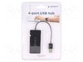 Hub USB; USB A socket x4,USB A plug; USB 2.0; black; 0.15m; ABS GEMBIRD UHB-U2P4-04