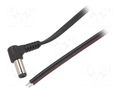 Cable; 2x0.75mm2; wires,DC 5,5/2,5 plug; angled; black; 1.5m WEST POL A25-TT-T075-150BK