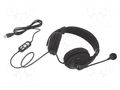Headphones with microphone; black; USB; 2m; 20Hz÷20kHz; 32Ω VCOM DE160U