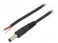 Cable; 1x1mm2; wires,DC 4,8/1,7 plug; straight; black; 0.5m WEST POL P48-TT-C100-050BK