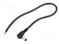 Cable; 2x0.5mm2; wires,DC 5,5/2,5 plug; angled; black; 0.25m BQ CABLE DC.CAB.4601.0020
