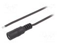 Cable; 2x0.35mm2; wires,DC 5,5/2,1 socket; straight; black; 1.5m BQ CABLE DC.CAB.6000.0150