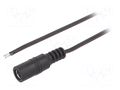 Cable; 2x0.35mm2; wires,DC 5,5/2,1 socket; straight; black; 1.5m BQ CABLE DC.CAB.6000.0150