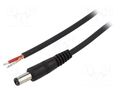 Cable; 1x1mm2; wires,DC 5,5/2,5 plug; straight; black; 1.5m WEST POL P25-TT-C100-150BK