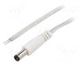 Cable; 2x0.5mm2; wires,DC 5,5/2,1 plug; straight; transparent; 3m BQ CABLE DC.CAB.8210.0300