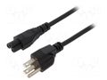 Cable; 3x18AWG; IEC C13 female,NEMA 5-15 (B) plug; PVC; 1.8m LIAN DUNG SN22-3/18/1.8BK