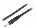 Cable; 2x0.75mm2; wires,DC 3,5/1,3 plug; straight; black; 1.5m WEST POL P13-TT-T075-150BK