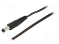Cable; 2x0.35mm2; wires,DC 5,5/2,5 plug; straight; black; 0.5m WEST POL P25-TT-T035-050BK