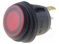 ROCKER; SPST; Pos: 2; ON-OFF; 10A/24VDC; red; IP65; LED; R13-112-DC SCI R13112B8W02BRL2