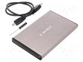 Hard discs housing: 2,5"; USB 3.0; aluminium; grey GEMBIRD EE2-U3S-3-LG