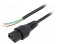 Cable; IEC C13 female,wires; 5m; with IEC LOCK locking; black SCHAFFNER SCHAFFNER-813874