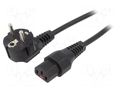 Cable; CEE 7/7 (E/F) plug angled,IEC C13 female; 4m; black; 10A SCHAFFNER SCHAFFNER-814383