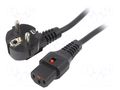 Cable; CEE 7/7 (E/F) plug angled,IEC C13 female; 1.5m; black SCHAFFNER / TE Connectivity SCHAFFNER-820096