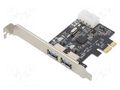 PC extension card: PCIe; USB A socket x2; chipset NEC D720200F1 GEMBIRD UPC-30-2P