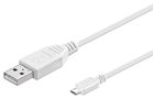 USB 2.0 Hi-Speed cable, white, 0.15 m - USB 2.0 male (type A) > USB 2.0 micro male (type B) 96190