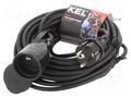 Extension lead; 3x1mm2; Sockets: 1; rubber; black; 15m; 10A KEL W-97015