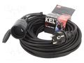 Extension lead; 3x1mm2; Sockets: 1; rubber; black; 20m; 10A KEL W-97016