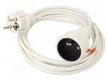 Extension lead; 3x1mm2; Schuko; Sockets: 1; PVC; white; 3m; 10A PLASTROL W-97412