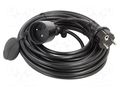 Extension lead; 3x1.5mm2; Sockets: 1; PVC; black; 10m; 16A; STANDARD KEL W-98418