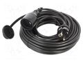 Extension lead; 3x1.5mm2; Sockets: 1; PVC; black; 15m; 16A; STANDARD KEL W-98419