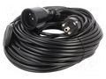 Extension lead; 3x1mm2; Sockets: 1; PVC; black; 25m; 10A; STANDARD KEL W-98421