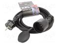 Extension lead; 3x2.5mm2; Sockets: 1; rubber; black; 3m; 16A KEL W-98543