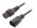 Cable; IEC C13 female,IEC C14 male; 2m; with IEC LOCK locking SCHAFFNER / TE Connectivity SCHAFFNER-812285