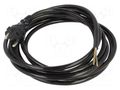 Cable; 2x1.5mm2; CEE 7/17 (C) plug,wires; PUR; 3.8m; black; 16A PLASTROL W-98548