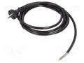 Cable; 2x1.5mm2; CEE 7/17 (C) plug,wires; PUR; 3m; black; 16A; 230V PLASTROL W-98579