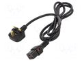 Cable; BS 1363 (G) plug,IEC C19 female; 2m; black; 13A; 250V; IP20 SCHAFFNER / TE Connectivity SCHAFFNER-813584