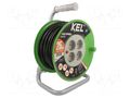 Extension lead; 3x1.5mm2; reel; Sockets: 4; PVC; black; 25m; 16A KEL W-98496