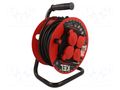 Extension lead; 3x1.5mm2; reel; Sockets: 4; rubber; black; 20m; 16A KEL W-98684