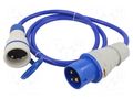 Extension lead; 3x2.5mm2; Sockets: 1; PUR; blue; 1.5m; 16A; EXTREM KEL W-99942