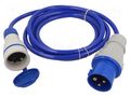 Extension lead; 3x2.5mm2; Sockets: 1; PUR; blue; 3m; 16A; EXTREM KEL W-99943