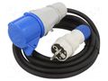 Extension lead; 3x2.5mm2; Sockets: 1; rubber; black; 1.5m; 16A KEL W-99948