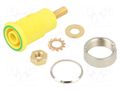 Connector: 4mm banana; socket; 32A; yellow-green; gold-plated STÄUBLI SLB4-GK-20