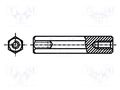 Screwed spacer sleeve; polyamide; M2,5; 15mm; black; BN 7372 BOSSARD B2.5X15/BN7372