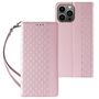 Magnet Strap Case iPhone 14 Case Flip Wallet Mini Lanyard Stand Pink, Hurtel 5907769311123 5907769311123