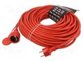 Extension lead; 3x2.5mm2; Sockets: 1; rubber; red; 40m; 16A KEL W-98648
