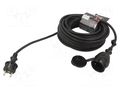 Extension lead; 3x1.5mm2; Sockets: 1; rubber; black; 15m; 16A KEL W-98656