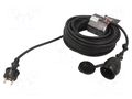 Extension lead; 3x1.5mm2; Sockets: 1; rubber; black; 15m; 16A KEL W-98656