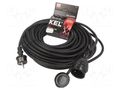 Extension lead; 3x2.5mm2; Sockets: 1; rubber; black; 25m; 16A KEL W-98659