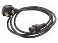 Cable; BS 1363 (G) plug,IEC C13 female; 2m; black; 5A; 250V; IP20 SCHAFFNER SCHAFFNER-812283
