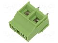 PCB terminal block; angled 90°; 9.5mm; ways: 2; on PCBs; terminal XINYA XY130-2P-9.5-GN