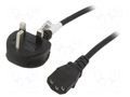 Cable; 3x0.5mm2; BS 1363 (G) plug,IEC C13 female; PVC; 1.5m; 5A AKYGA AK-AG-01A