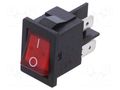 ROCKER; DPST; Pos: 2; ON-OFF; 10A/250VAC; red; neon lamp; 8500; 230V BULGIN AE-H8553VBNAM