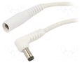 Cable; 1x1mm2; DC 5,5/2,1 plug,DC 5,5/2,1 socket; angled; white WEST POL A21-C21-C100-200WH
