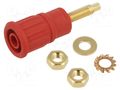 Connector: 4mm banana; socket; 32A; 1kV; red; gold-plated STÄUBLI SEB4-G-22